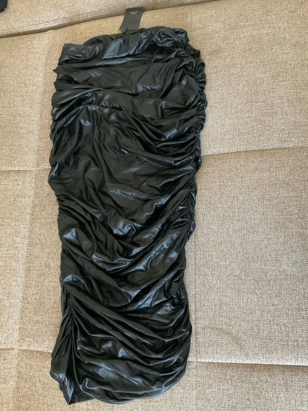 SHEIN Black Faux Leather strapless dress